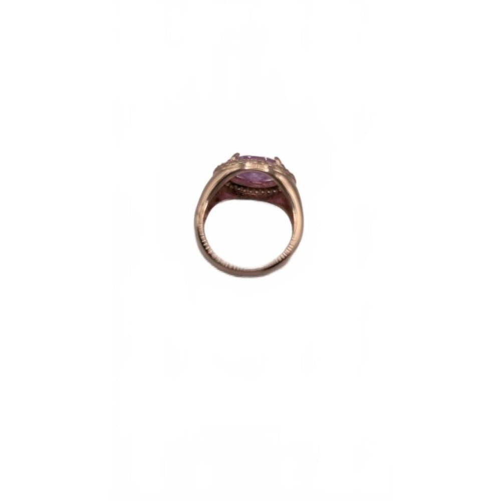 Elegant Pink Gemstone Silver Ring with Rose Gold Plating Size 6 - Picture 3 of 8